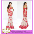 High Quality Brand Name Mermaid Sweetheart Low Back Red Lace Floor Length Prom Dress Vintage Retro Dress (MN1595)
